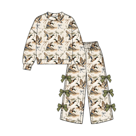 preorder GLP4086 Hunting Mallard Duck Long Sleeve Bows Pants Girls Set