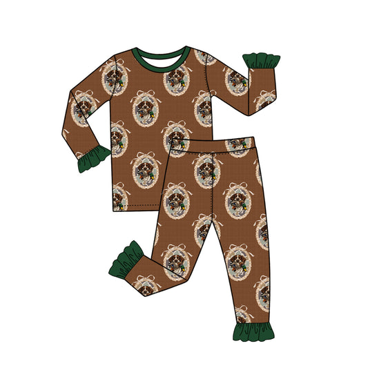 preorder GLP4095 Hunting Duck Dog Brown Long Sleeve Pants Girls Pajamas