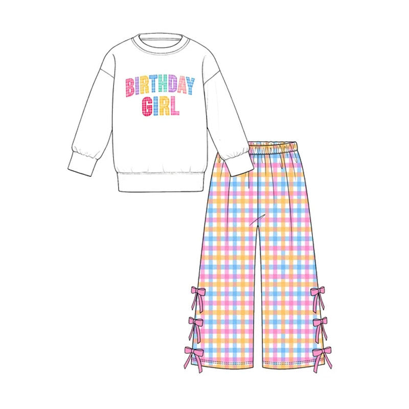 preorder GLP4099 Birthday Girl Long Sleeve Pants Girls Set