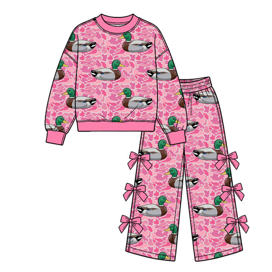 preorder GLP4101 Hunting Mallard Camo Hot Pink Long Sleeve Pants Girls Set
