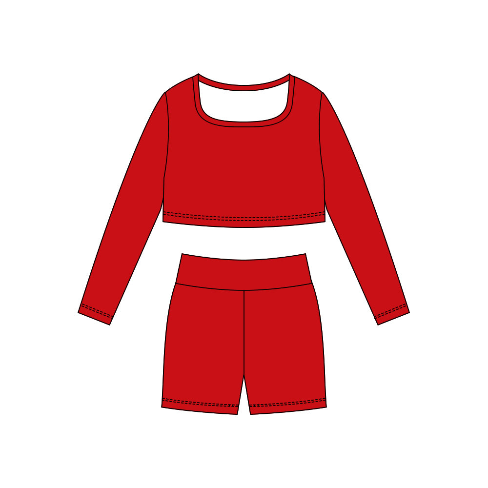 preorder GLS0039 yoga red long sleeve shorts girls set