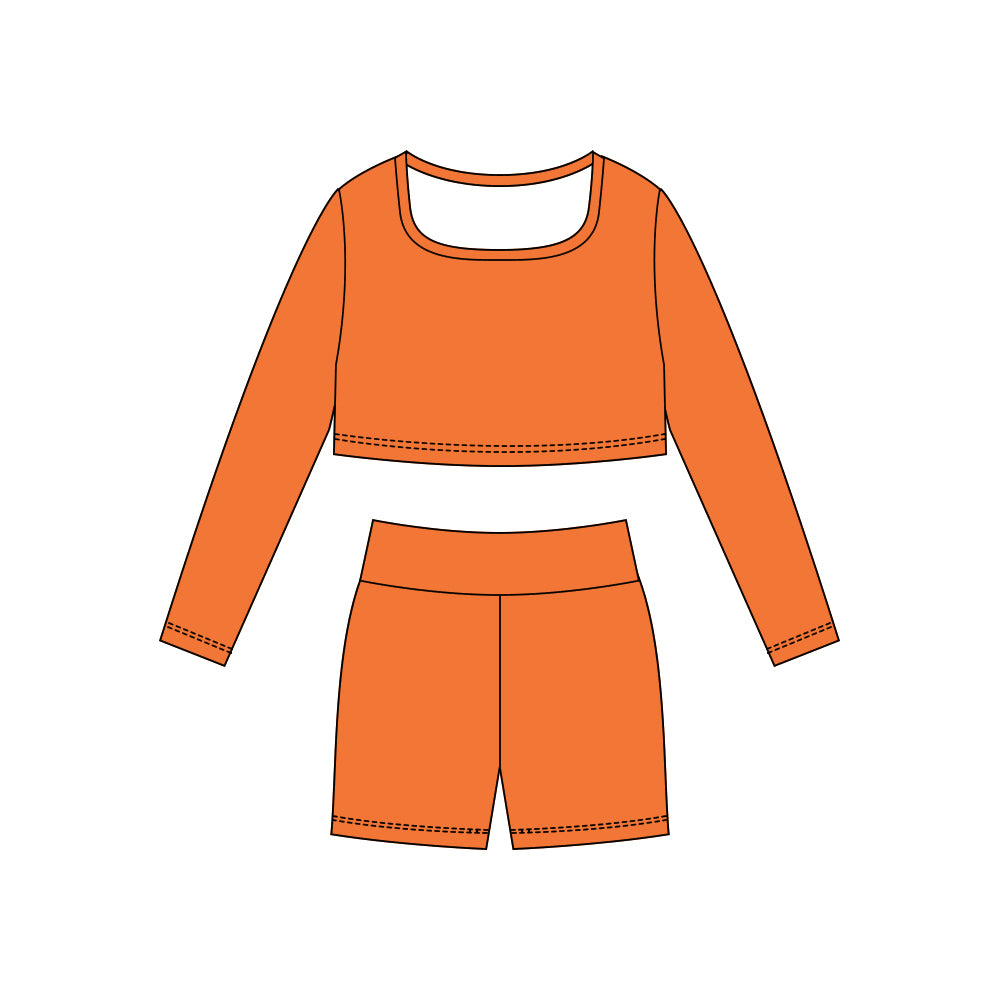 preorder GLS0043 yoga orange long sleeve shorts girls set