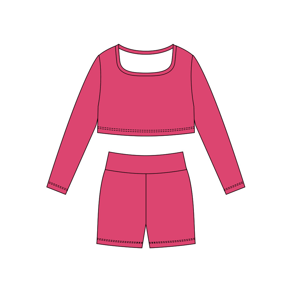 preorder GLS0046 yoga pink long sleeve shorts girls set
