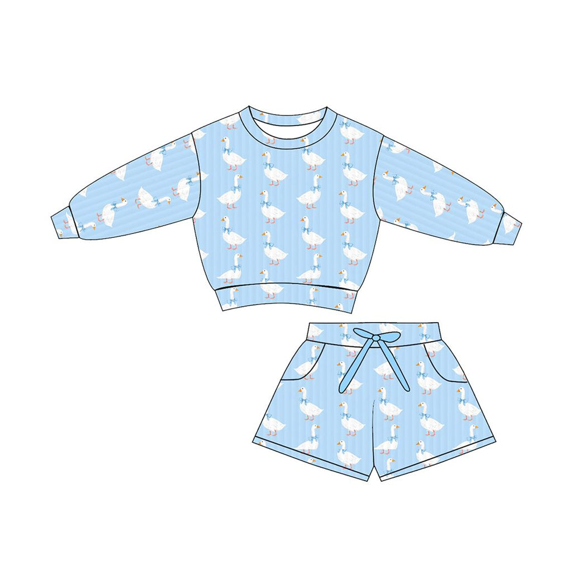 preorder GLS0077 Blue Goose Long Sleeve Shorts Girls Set