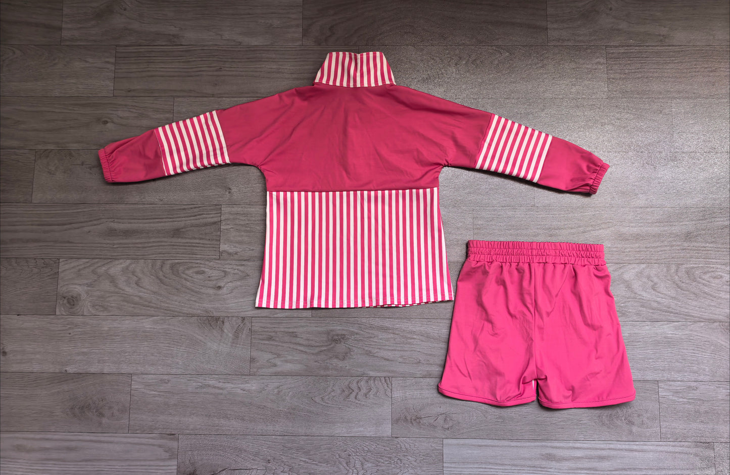 preorder Samples GLS0106 Yoga Hot Pink Zipper Long Sleeve Shorts Girls Set