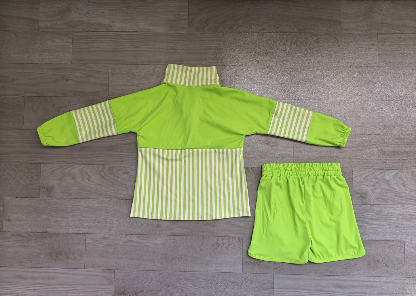 preorder Samples GLS0109 Yoga Green Zipper Long Sleeve Shorts Girls Set