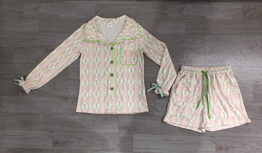 preorder Samples GLS0115 Christmas Tree Pink Long Sleeve Shorts Adult Women Pajamas