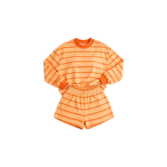 preorder GLS0156 Yoga Orange Long Sleeve Shorts Girls Set
