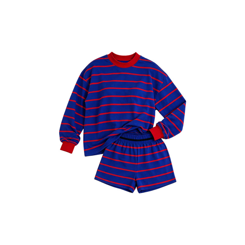preorder GLS0157 Yoga Navy Blue Long Sleeve Shorts Girls Set