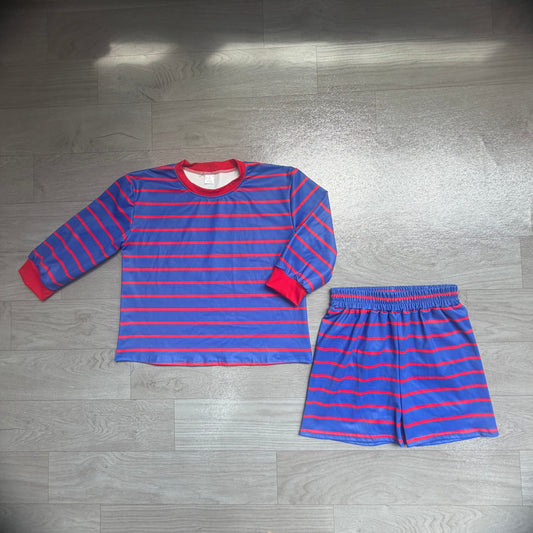preorder Samples GLS0157 Yoga Navy Blue Long Sleeve Shorts Girls Set