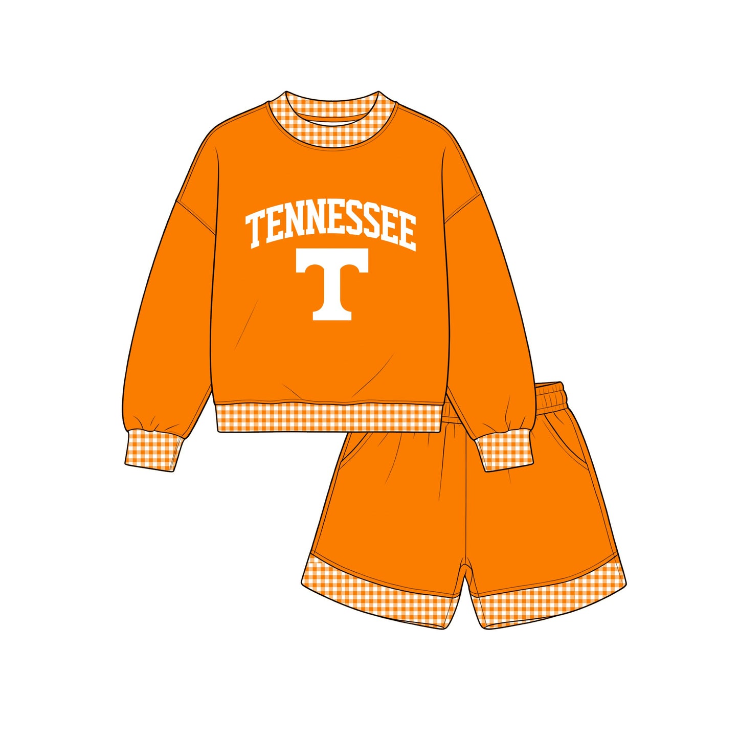 preorder GLS0163 TENNESSEE Orange Long Sleeve Shorts Boys Set