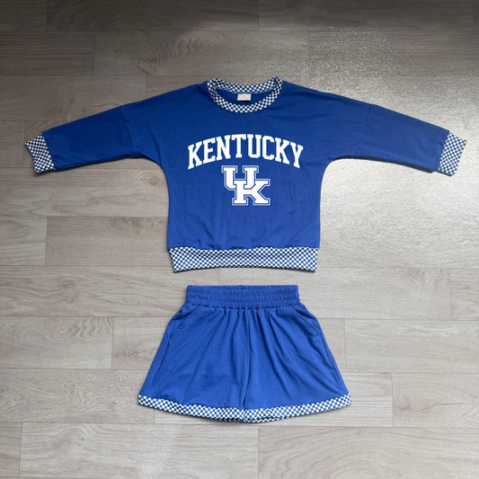 preorder Samples GLS0164 KENTUCKY Blue Long Sleeve Shorts Boys Set