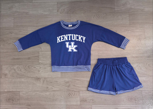 preorder Samples GLS0164 KENTUCKY Blue Long Sleeve Shorts Boys Set