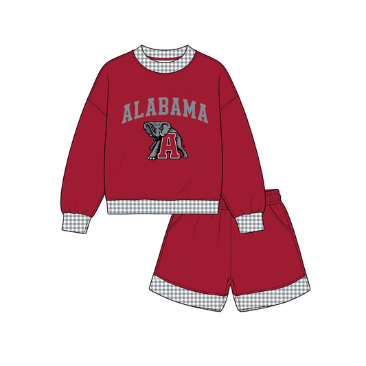 preorder GLS0165 ALABAMA Maroon Long Sleeve Shorts Boys Set