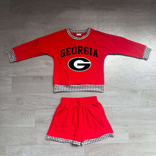 preorder Samples GLS0168 GEORGIA Red Long Sleeve Shorts Boys Set