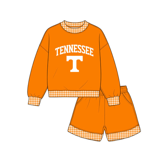 preorder GLS0176 TENNESSEE Orange Long Sleeve Shorts Adult Women Set