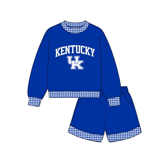 preorder GLS0177 KENTUCKY Blue Long Sleeve Shorts Adult Women Set