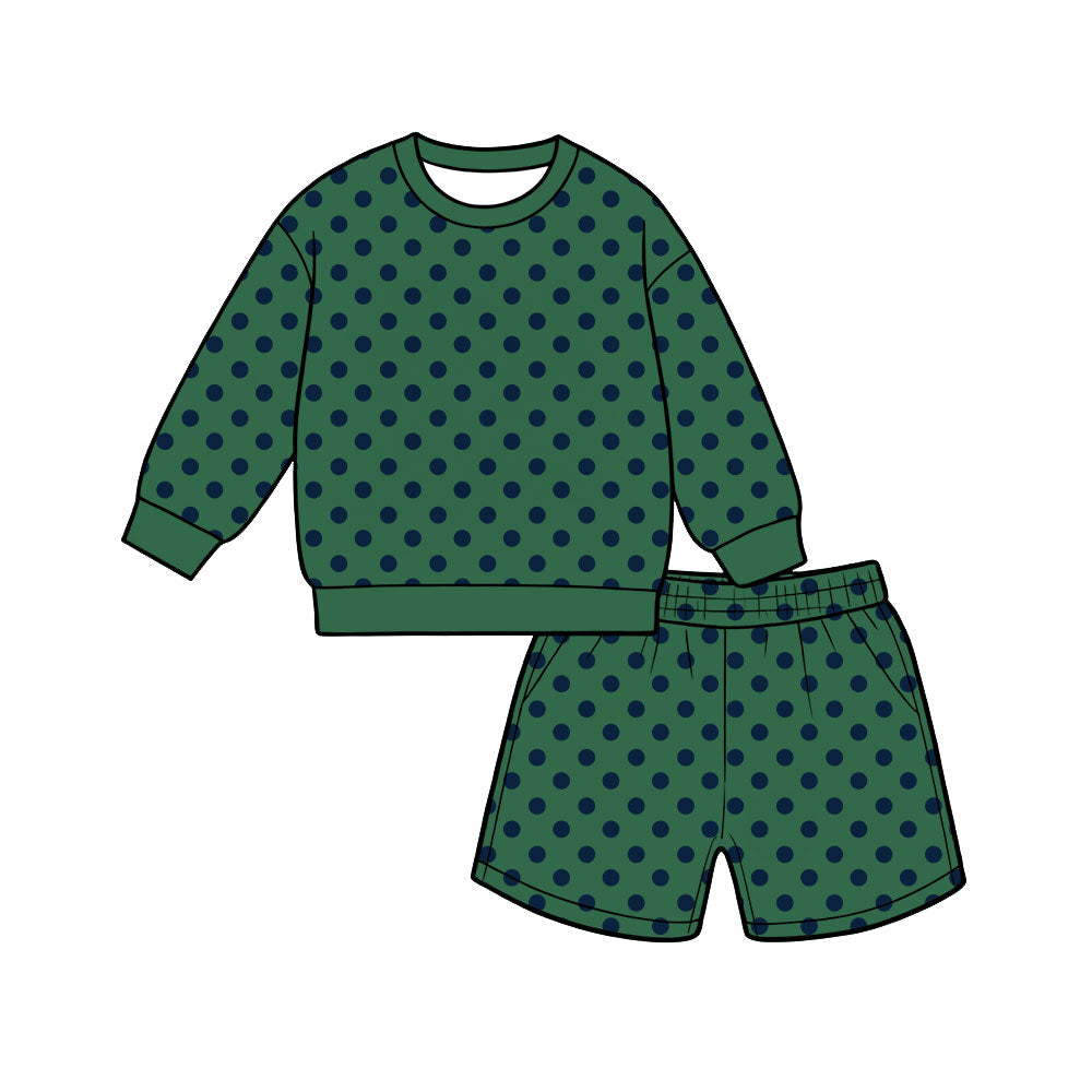 preorder GLS0203 Dot Green Long Sleeve Shorts Adult Women Set