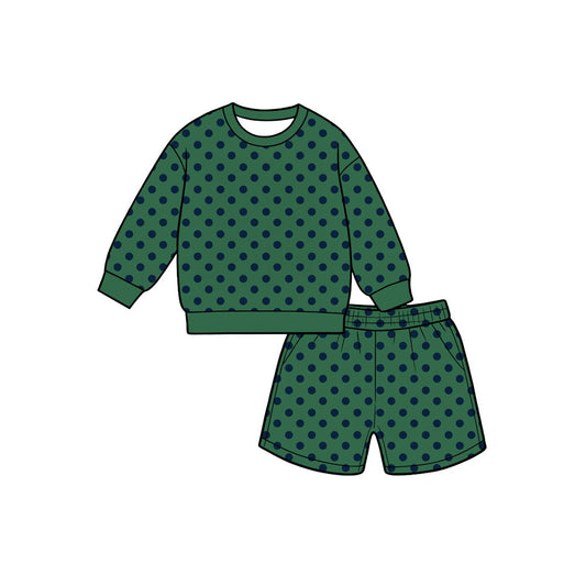 preorder GLS0209 Dot Green Long Sleeve Shorts Girls Set