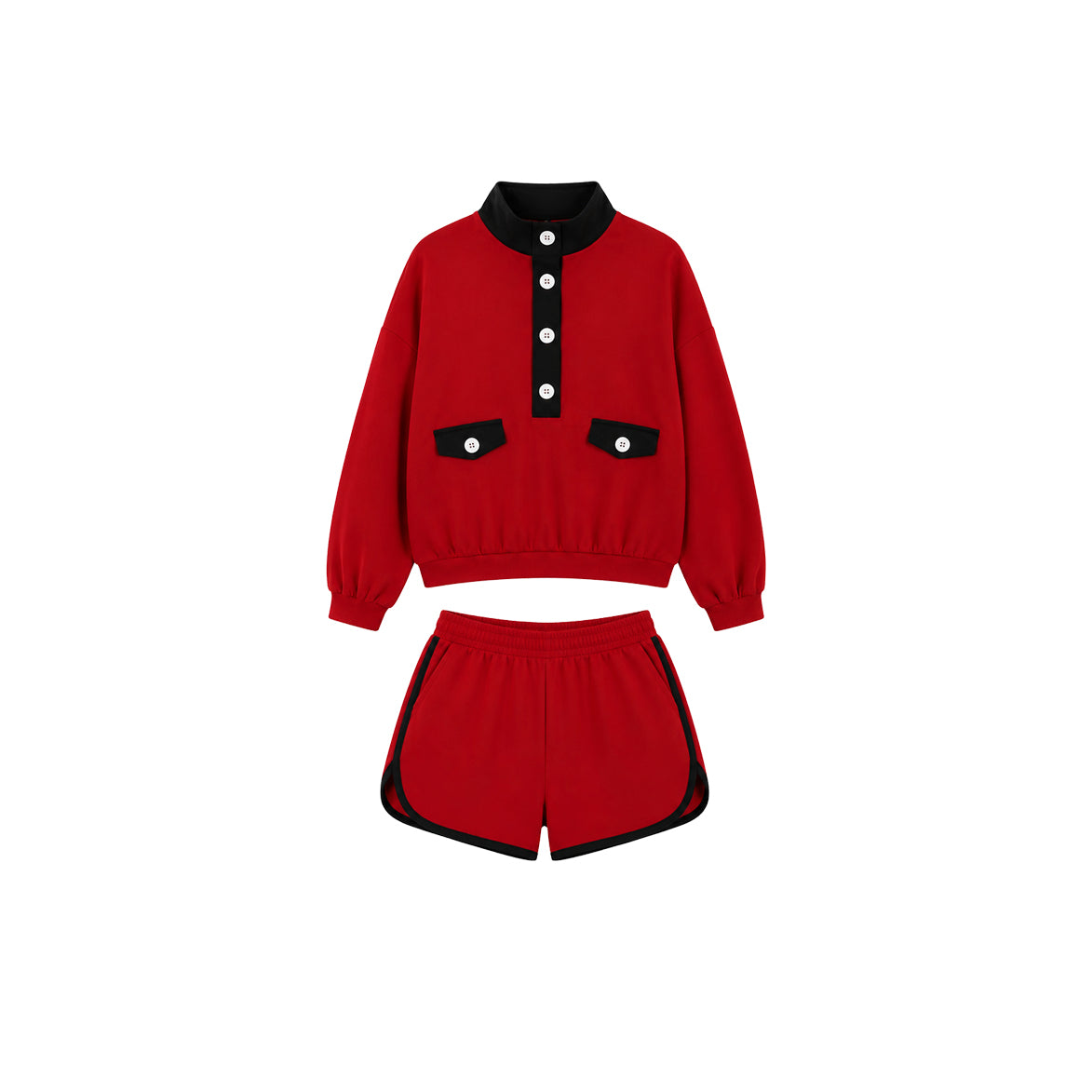 preorder GLS0211 Red Long Sleeve Shorts Girls Set
