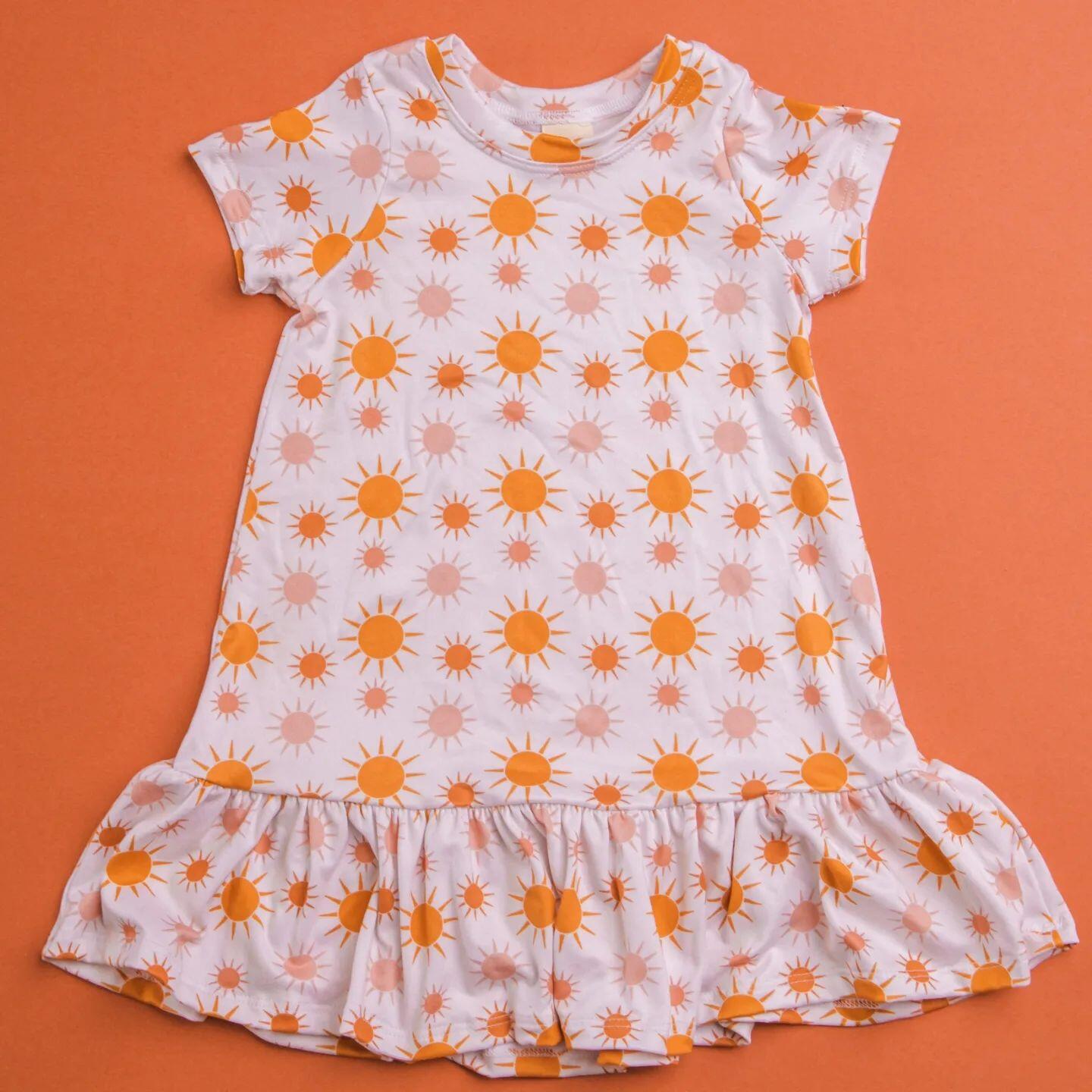 preorder GSD0400 Orange Flowers Pink Short Sleeves Dress