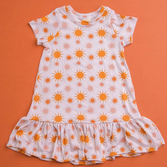 preorder GSD0400 Orange Flowers Pink Short Sleeves Dress