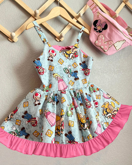 preorder GSD0431 Princess Cartoon Summer Sleeveless Cartoon Baby Girls Twirl Dress