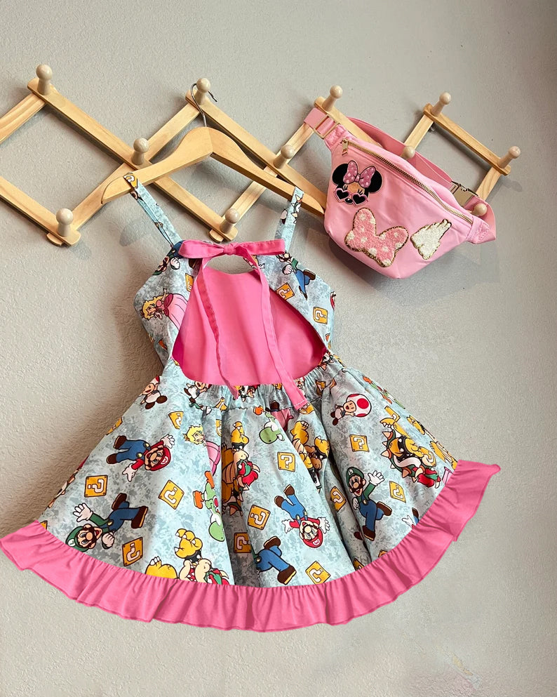 preorder GSD0431 Princess Cartoon Summer Sleeveless Cartoon Baby Girls Twirl Dress