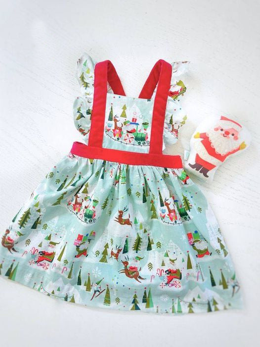 preorder GSD0455 Christmas tree Santa Claus sleeveless girls dress