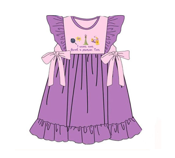 preorder GSD0471 Cartoon princess purple flutter sleeve girls dress