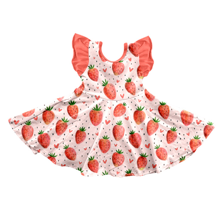 preorder GSD0488 Strawberry flutter sleeve girls dress