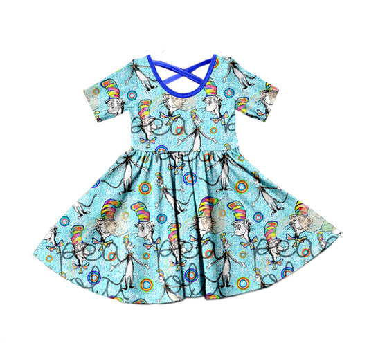 preorder GSD0494 Dr blue short sleeve girls dress