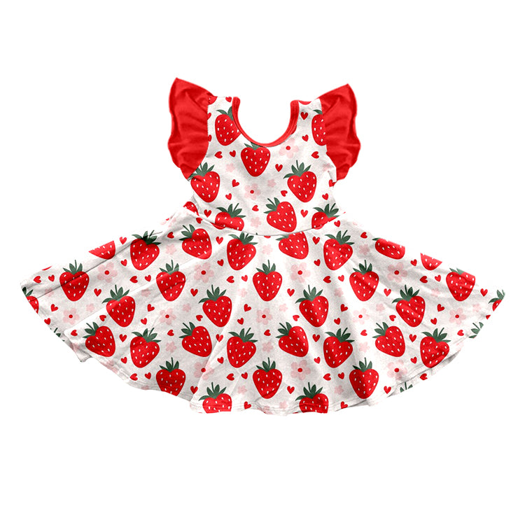 preorder GSD0497 Strawberry flutter sleeve girls dress