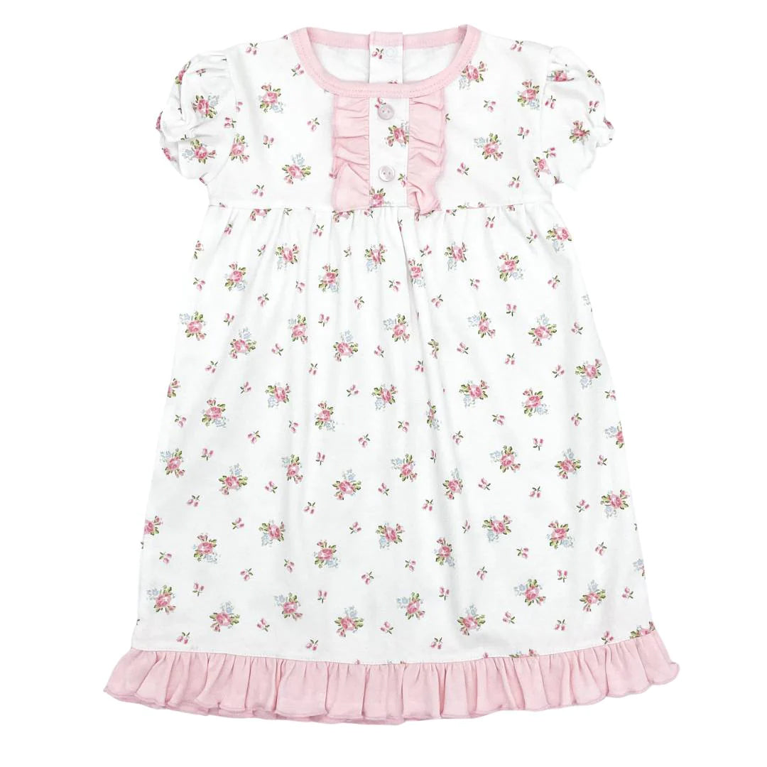 preorder GSD0506 Pink flowers short sleeve girls dress