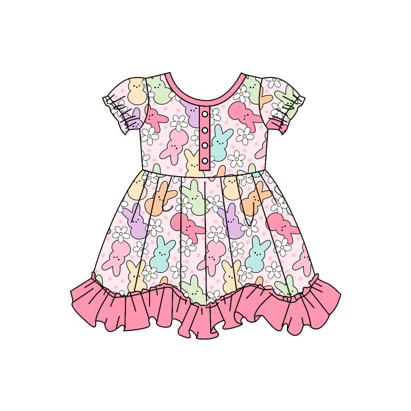 preorder GSD0529 Easter rabbit pink short sleeve girls dress