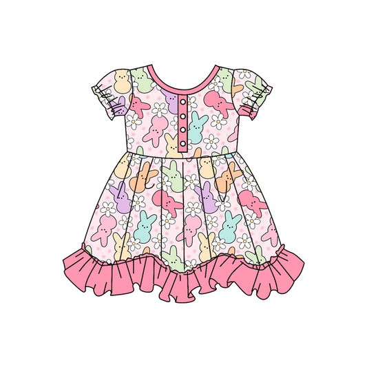 preorder GSD0529 Easter rabbit pink short sleeve girls dress