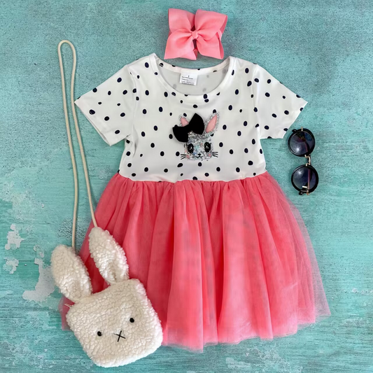 preorder GSD0535 Easter rabbit pink short sleeve girls dress