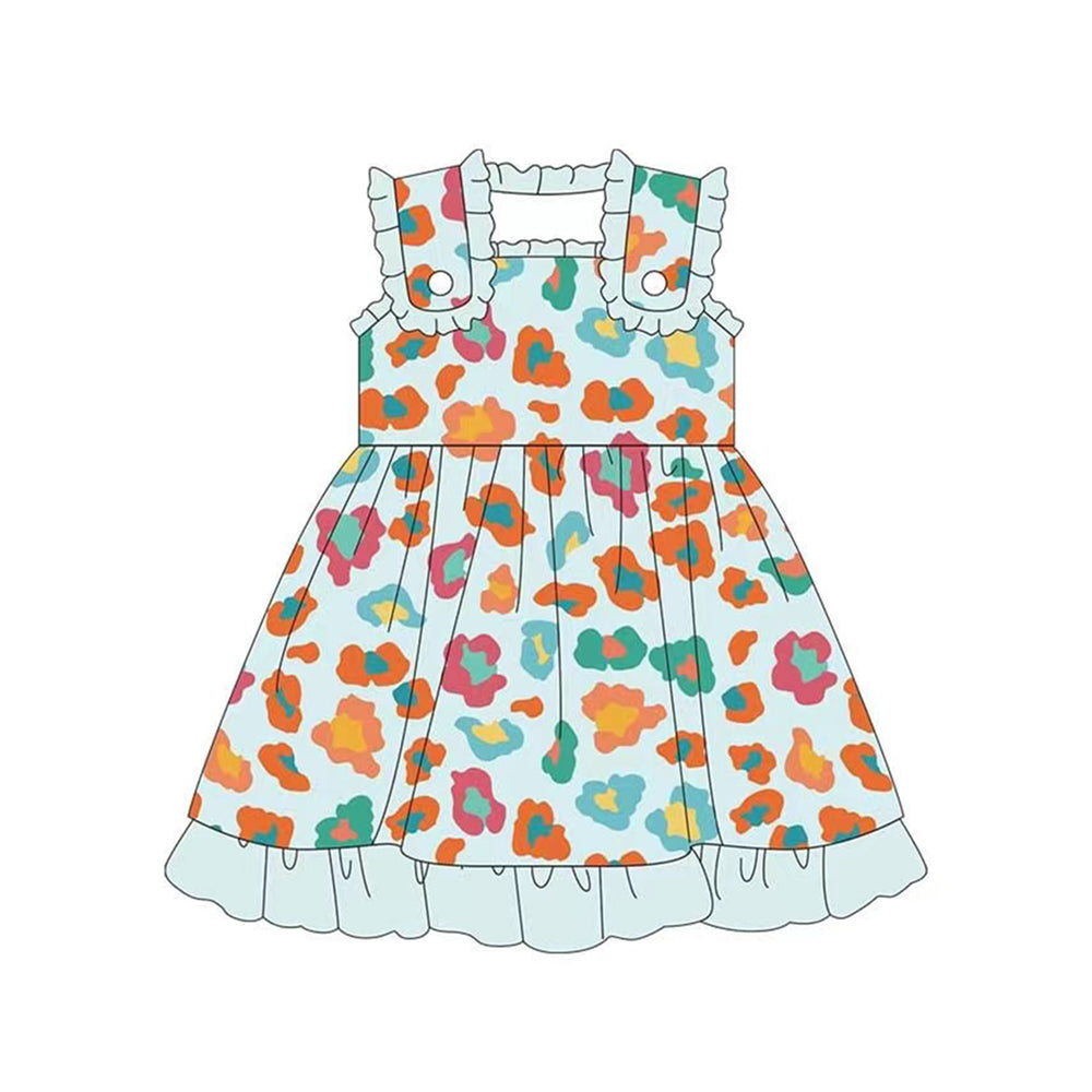 preorder GSD0561 Colorful leopard sleeveless girls dress