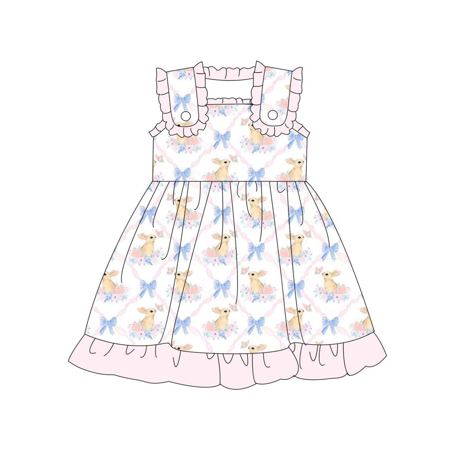 preorder GSD0562 Easter cute rabbit pink sleeveless girls dress