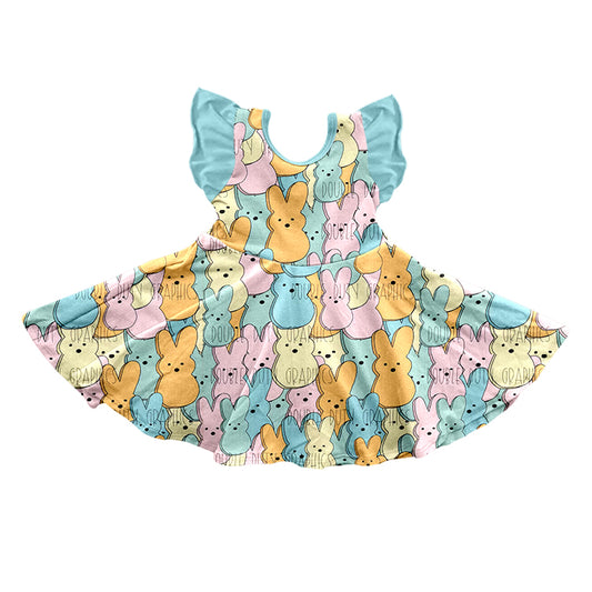 preorder GSD0573 Easter colorful rabbit flutter sleeve girls dress