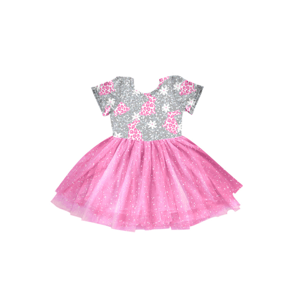 preorder GSD0650 Easter Leopard Rabbit Hot Pink Tutu Dress