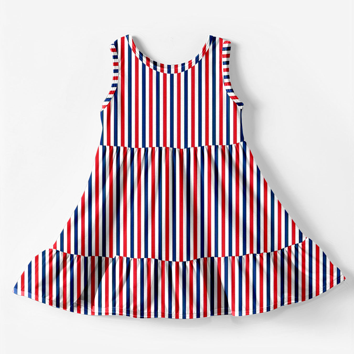 preorder GSD0666 July 4th Blue Red Striped Sleeveless Girls Dress