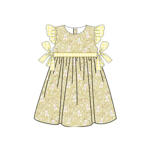 preorder GSD0673 Easter Rabbit Yellow Flutter Sleeve Girls Dress