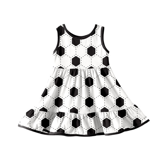 preorder GSD0678 Soccer Black White Sleeveless Girls Dress