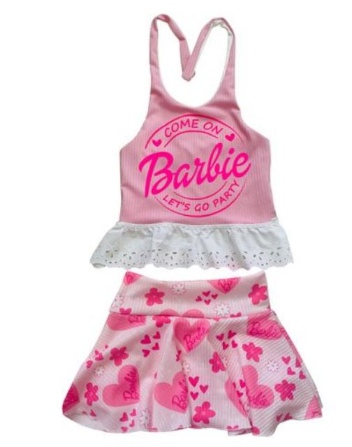 preorder GSD0688 Valentine's Day BA Cartoon Pink Sleeveless Heart Skirt Girls Set