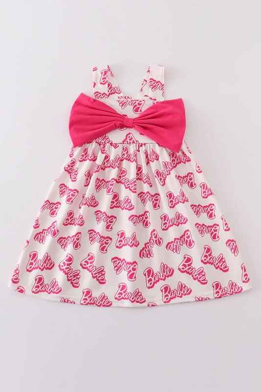 preorder GSD0702 BA Cartoon Hot Pink Sleeveless Bow Girls Dress