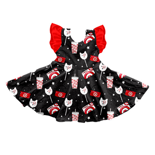 preorder GSD0714 Cartoon Shopping Card Flutter Sleeve Girls Dress