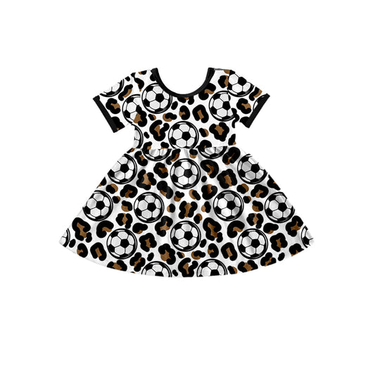 preorder GSD0745 Soccer Leopard Short Sleeve Girls Summer Dress