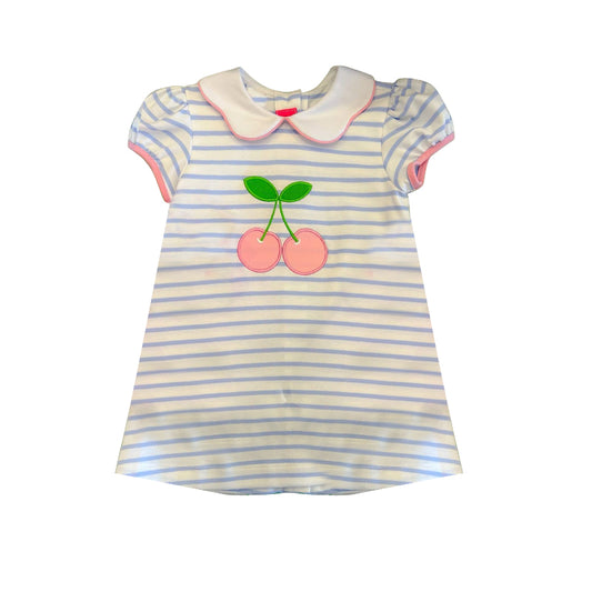 preorder GSD0830 Berry blue striped short sleeve girls dress