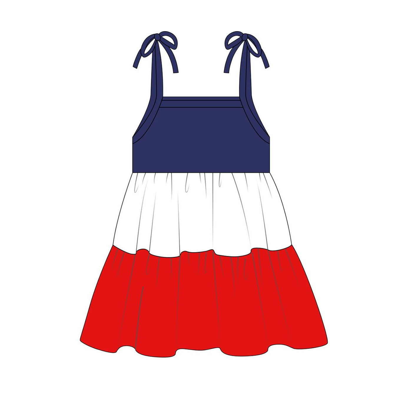 preorder GSD0870 July 4th red white navy girls dress